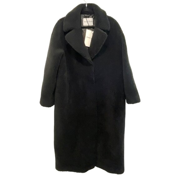 Stand Studio Black Teddy Thick Fleece Long Coat Jacket Size 44 US 12 NWT - Picture 3 of 7